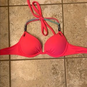 Push up hot pink swim top